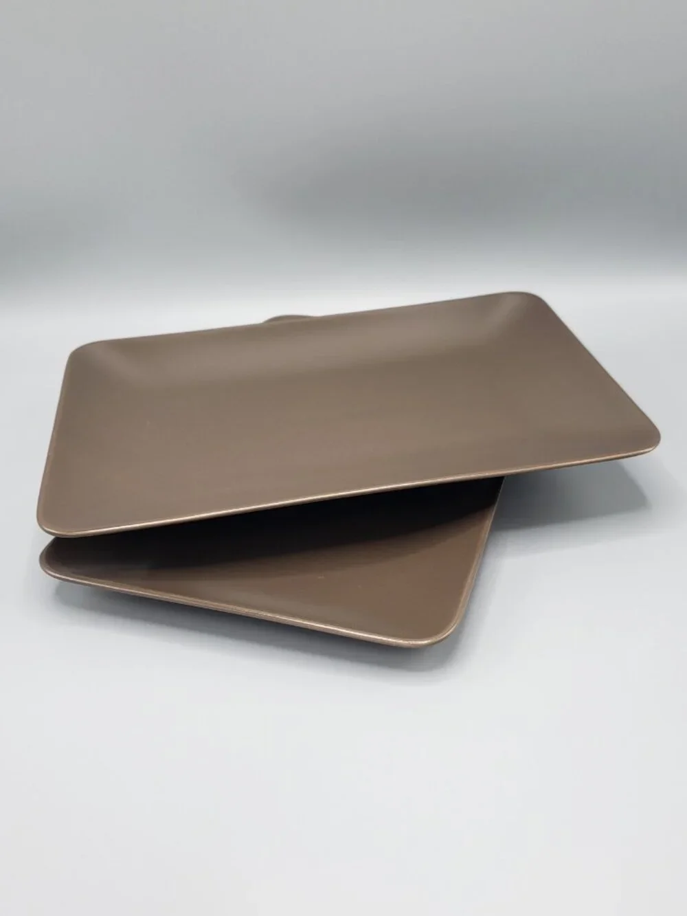 Set of 2 IKEA Dinera 18691 Matte Brown Rectangular Dinner Plate Tray 11-3/4